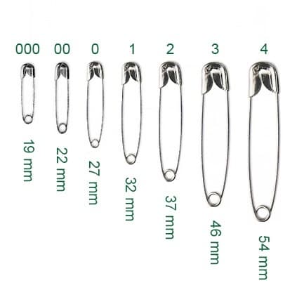 Alfinete de segurança nº00, 01, 02 e 03 prata e dourado