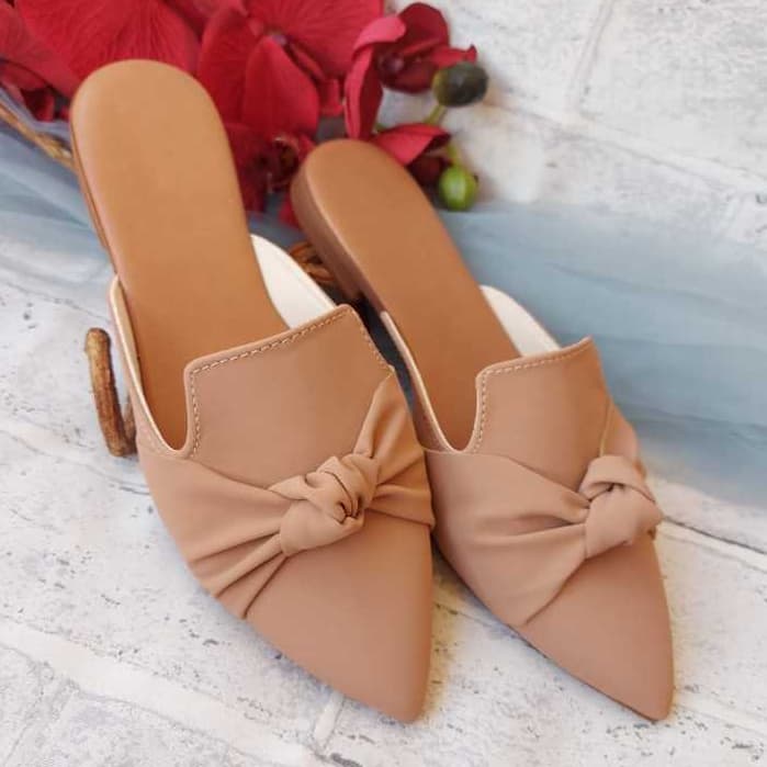 Mule Feminino Gota Serena Sapatilha Sapato Mocassim Muller Bico Fino com Laço