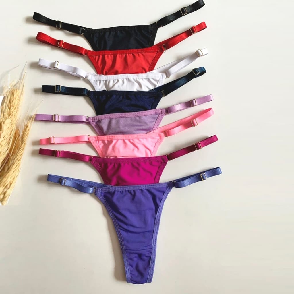 Kit C/10 Unidades de Calcinha Microfibra Fio Dental Regulagem Lingerie Sexy