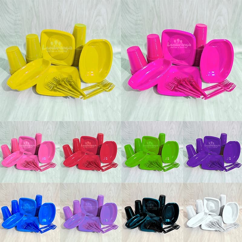 Kit Descartáveis 330 Itens Festa Aniversário Decoração com 30 Cumbucas