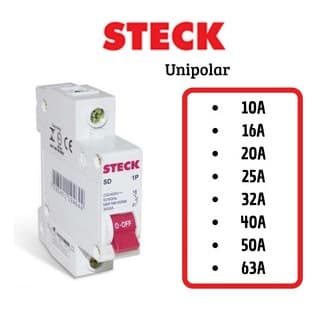 Mini Disjuntor Steck Monopolar Unipolar-bipolr-10a/16a/20a/25a/32a/40a/50a/63a Curva C