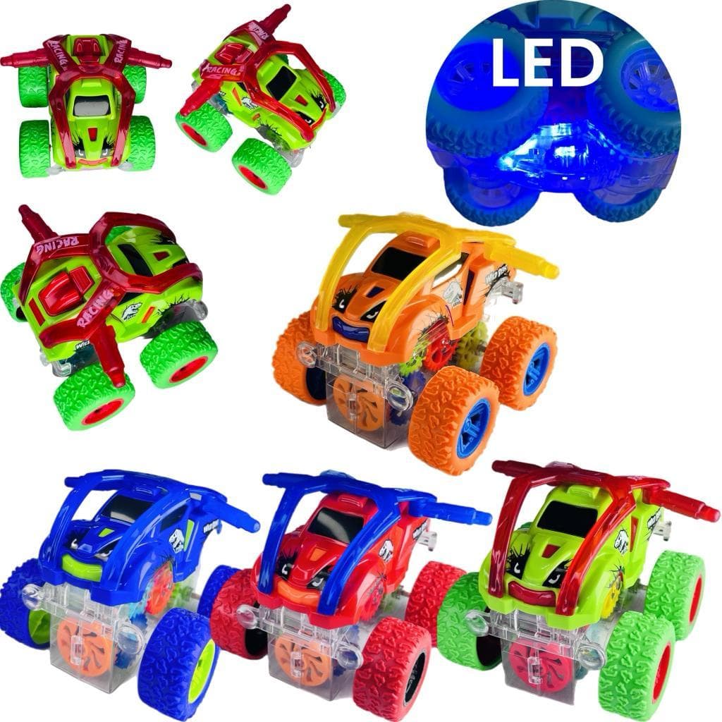 Carrinho De Fricção Monster Truck 4x4 Big Wheels Para Criança Miniatura Com Suspenção Led