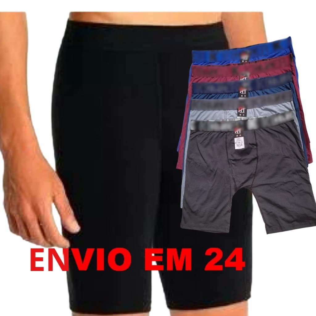 Kit c/ 5 Cueca Box Microfibra Masculina Ciclista Adulto Cuecas Boxer Ref: 0103