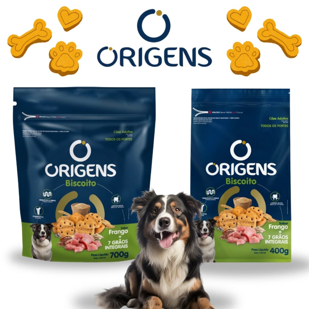 Biscoito Para Cães Adultos Frango + 7 Grãos 400g/700g - Origens