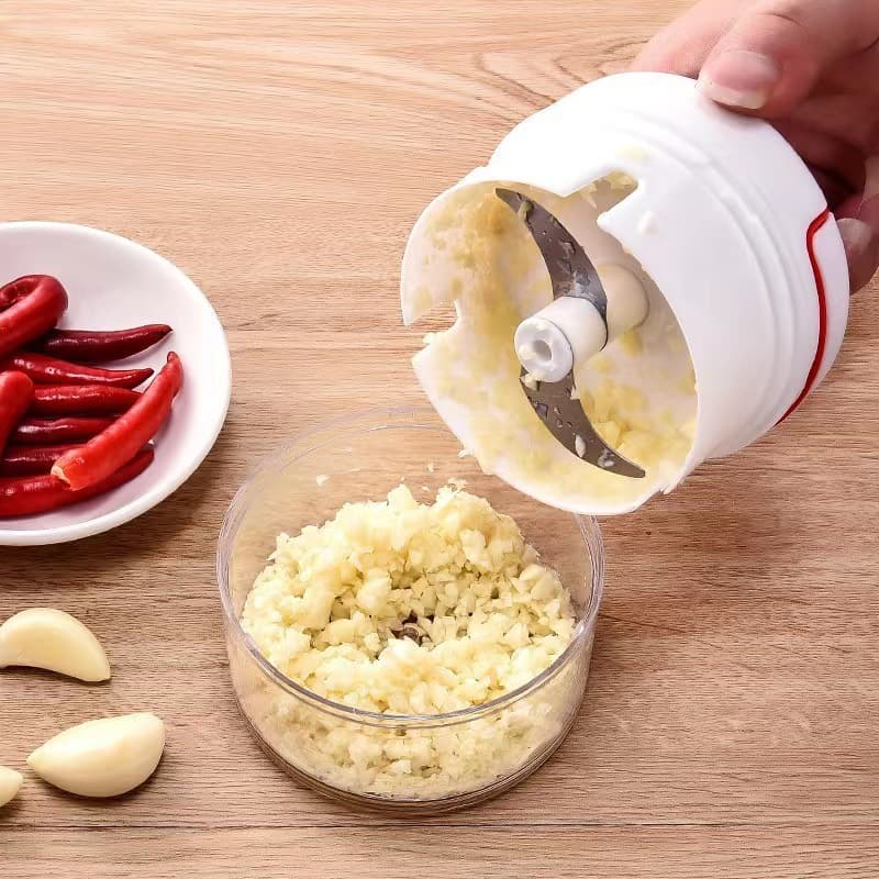 Mini Triturador Processador Manual De Alimentos Com 2 Lâminas Para Cozinha