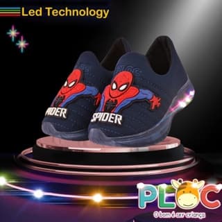 Tênis Led Infantil Luzinha Menino Meia Anatômico PLOC LED07 - MARINHO SPIDER