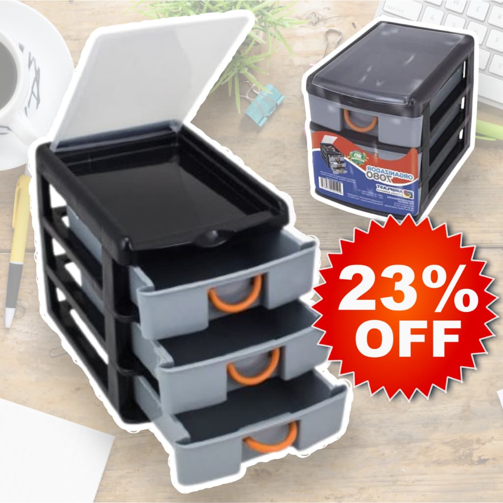 Gaveteiro Organizador De Mesa Com 3 Gavetas Pequeno Multiuso De Plástico - Escritório, Canetas, Ferramentas , Parafusos