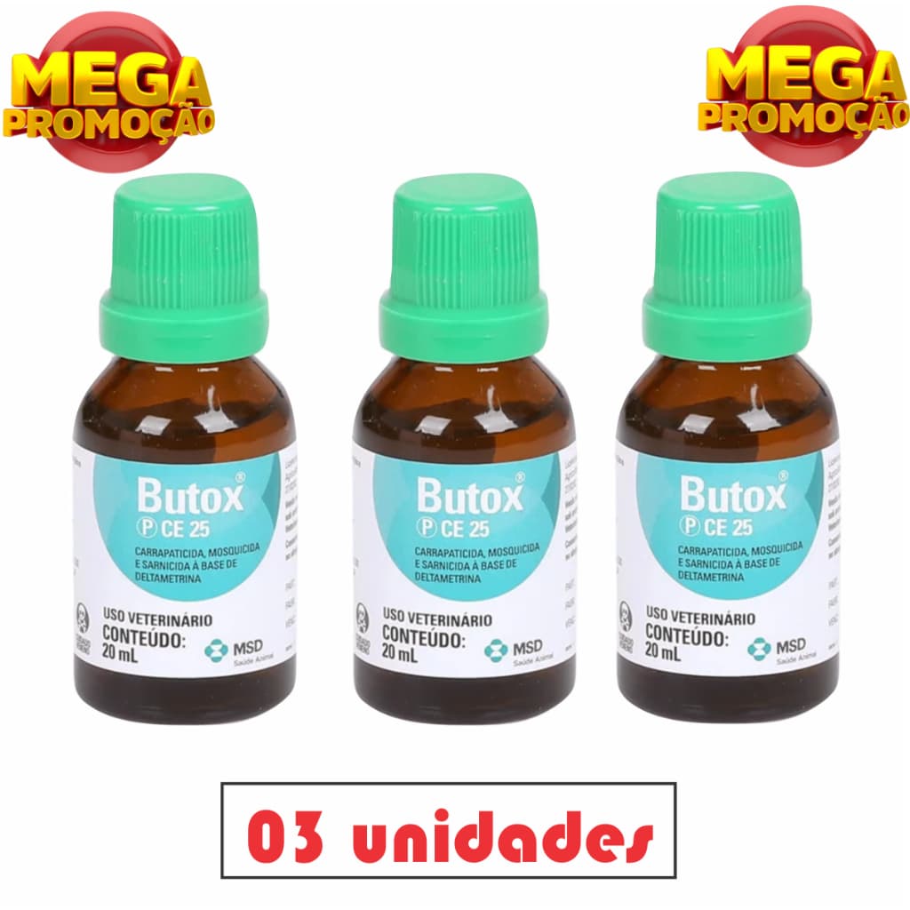 Kit 03 Butox Carrapato Antipulgas Sarnicida Mosquicida Repelente Veneno Barata Formiga Pulgas