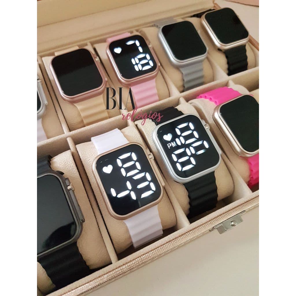 KIT 10 ou 5 Relógio Digital Masculino Feminino Revenda Led Quadrado