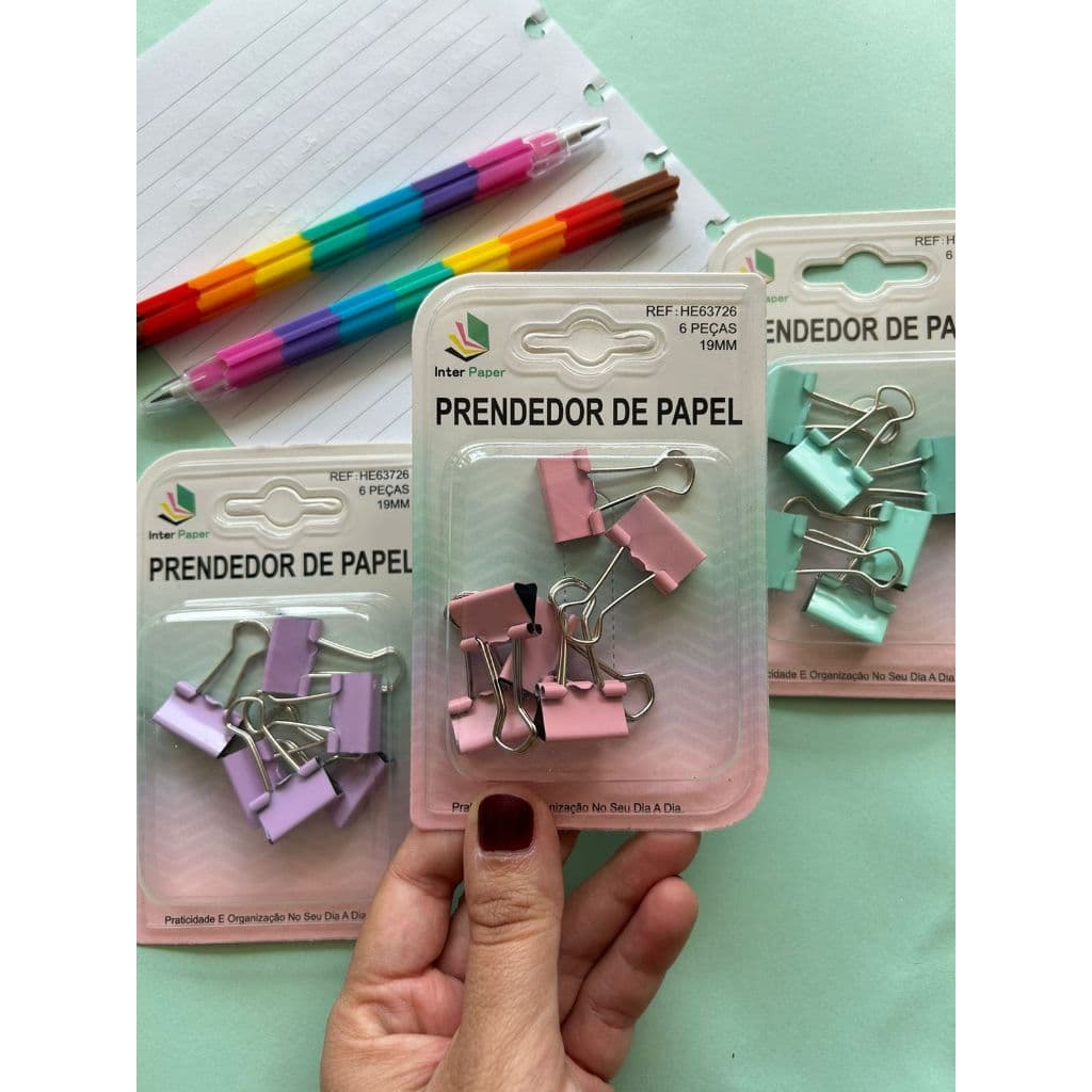 Prendedor de Papel Tons Pasteis Papelaria