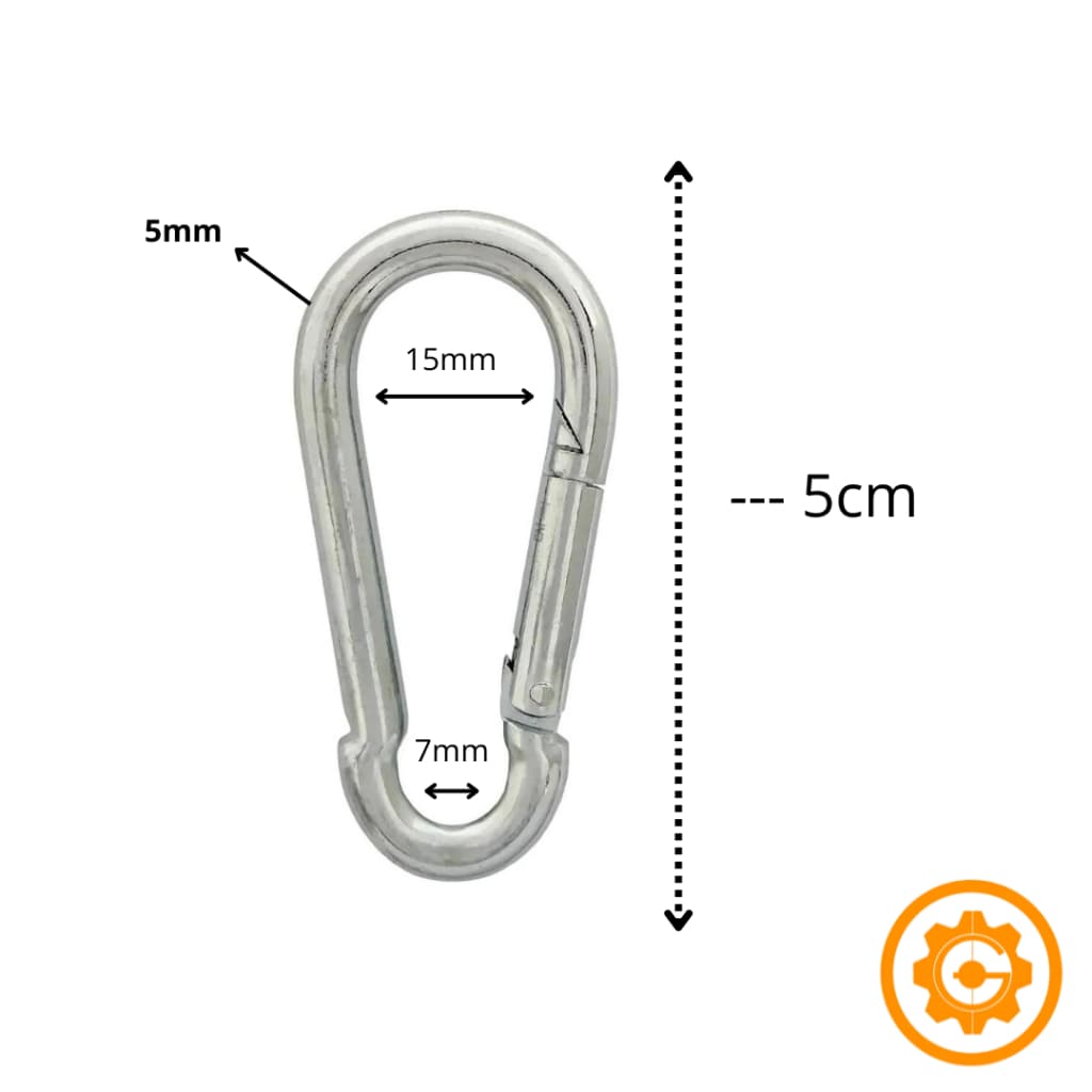 Mosquetão 5 x 50 profissional aço galvanizado capacidade  max 120kg