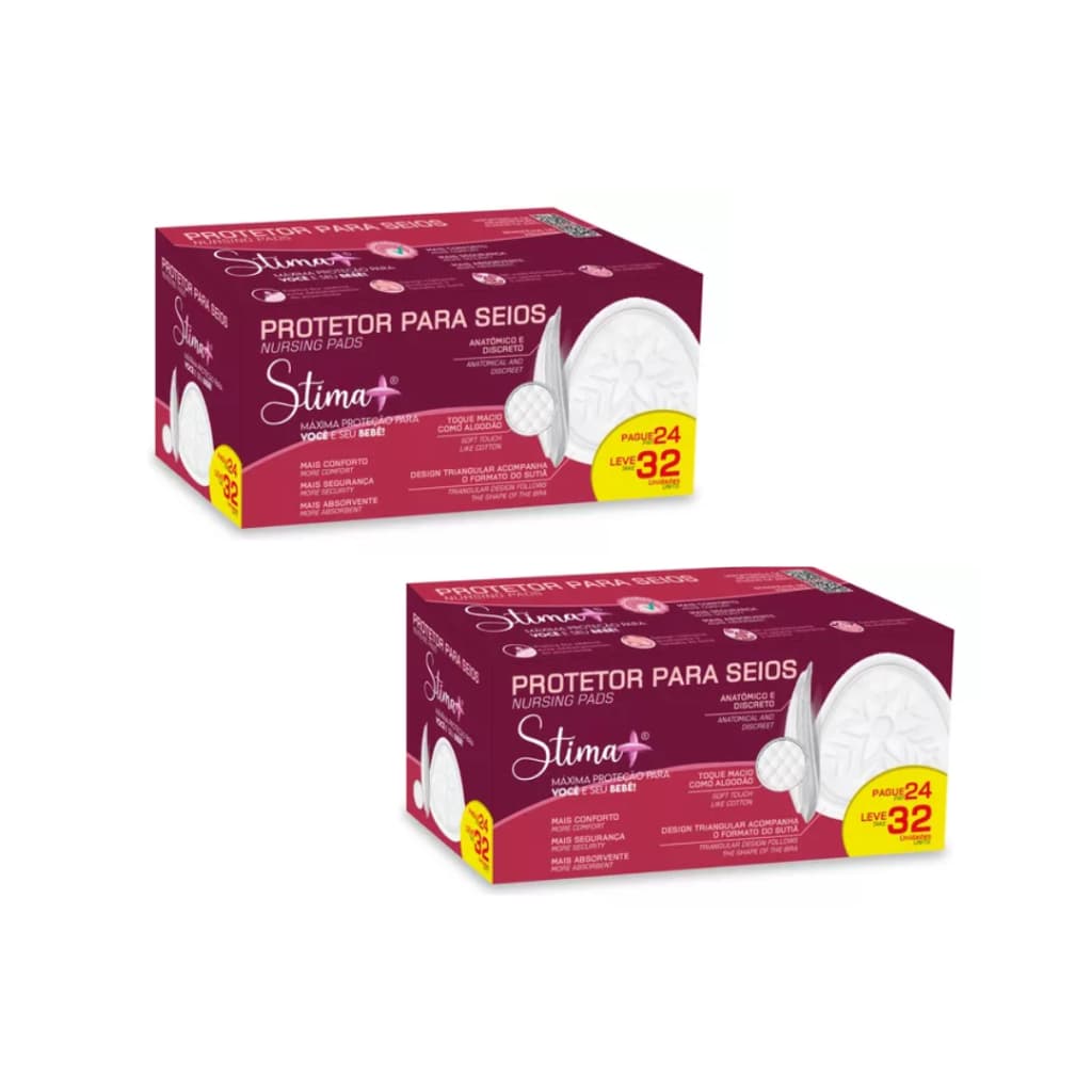 Kit 2 Absorvente Protetor para Seios Stima | 32 unidades cada | Conforto e Discrição
