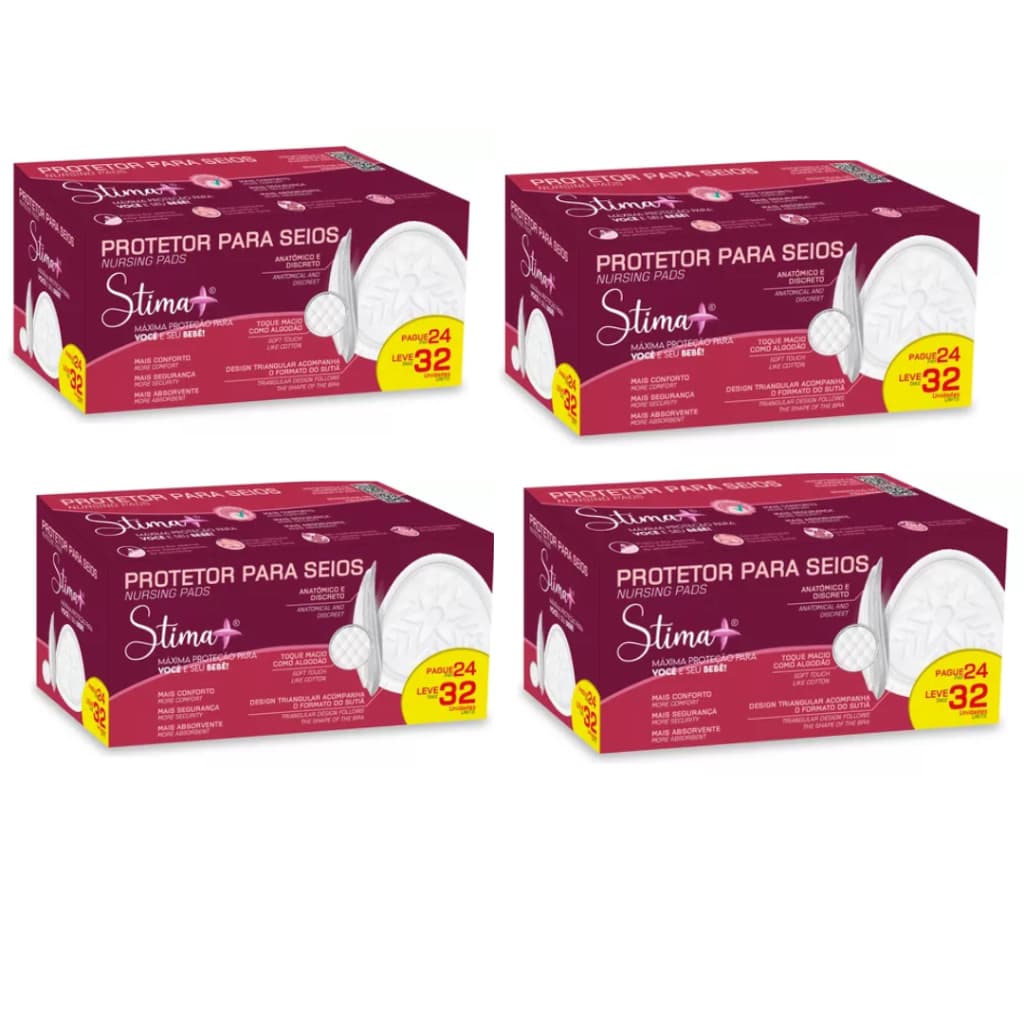 Kit 4 Absorvente Protetor para Seios Stima Caixa com 32 Unidades Confortável e Anatômico