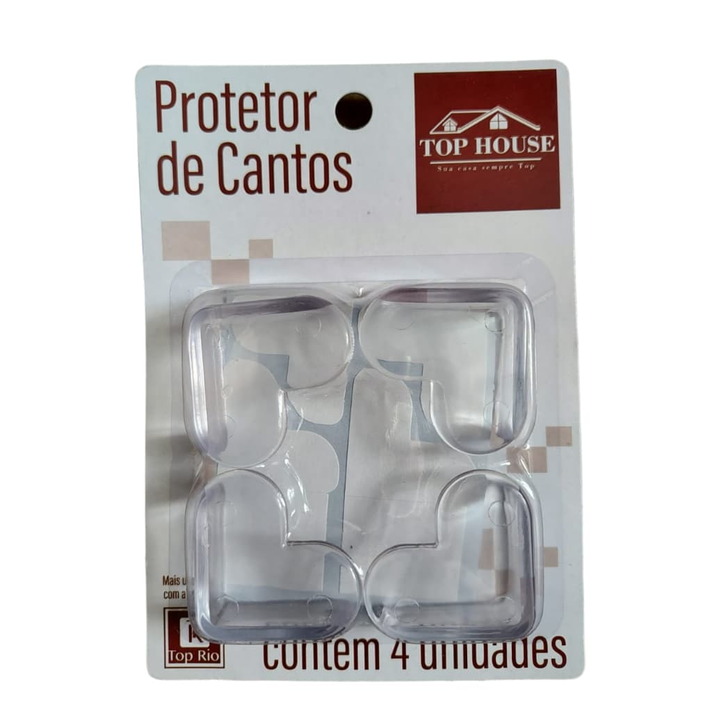 Kit com 8 Protetores de Canto Top House 45mm Silicone Transparente Formato de Coração