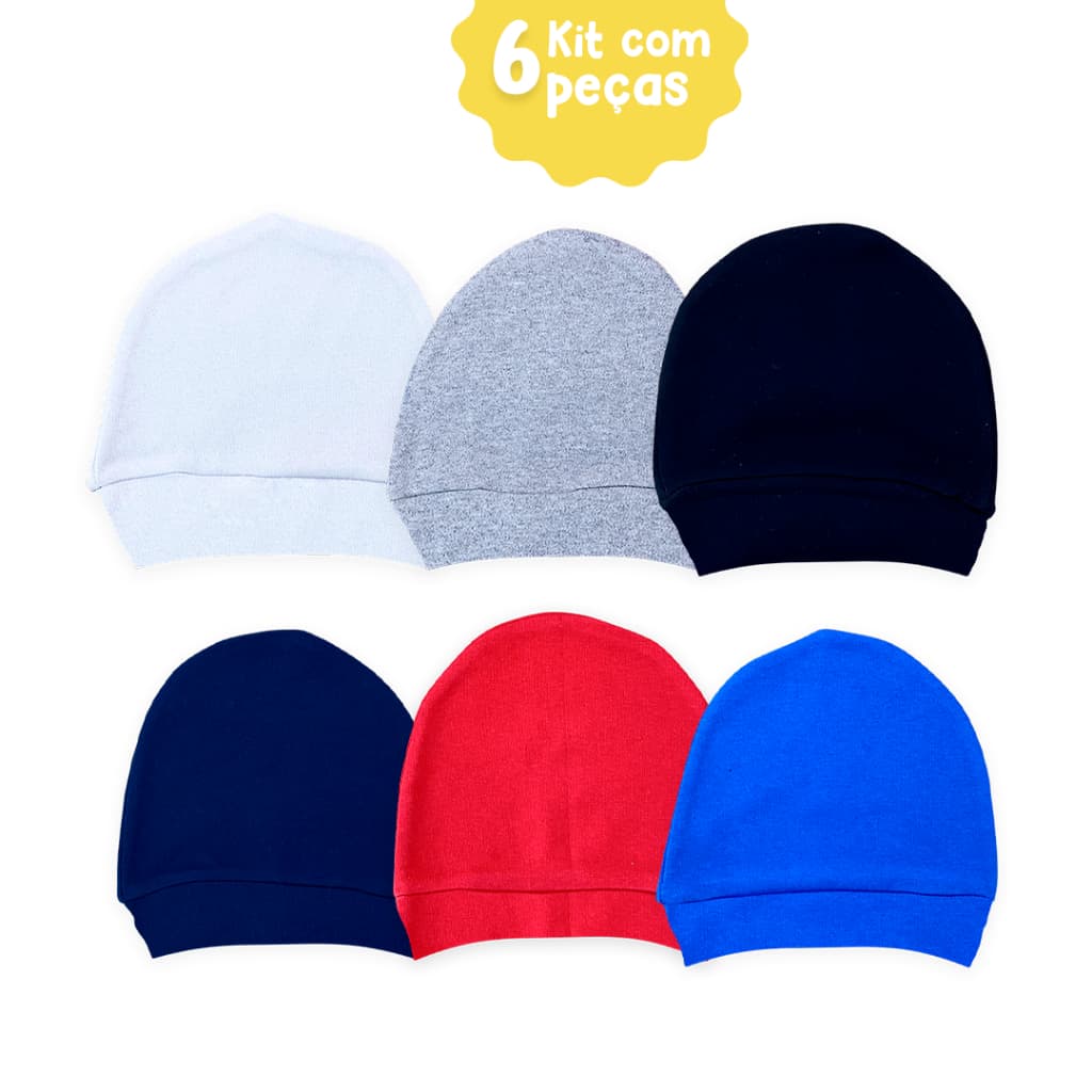 KIT 6 PEÇAS TOUQUINHA BEBÊ SUEDINE 100% ALGODÃO