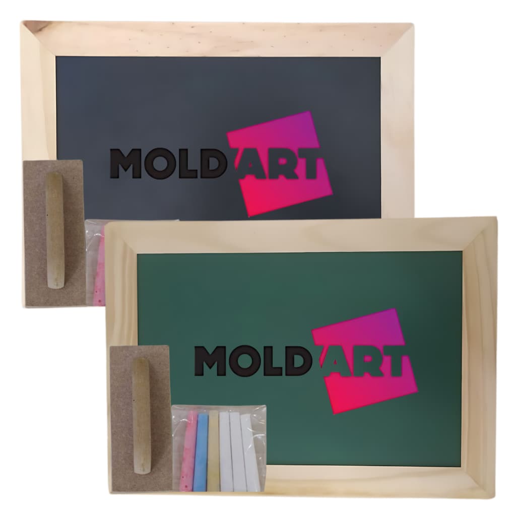 Lousa Quadro Verde ou Preto Escolar Moldart com Giz e Apagador Diversos Tamanhos