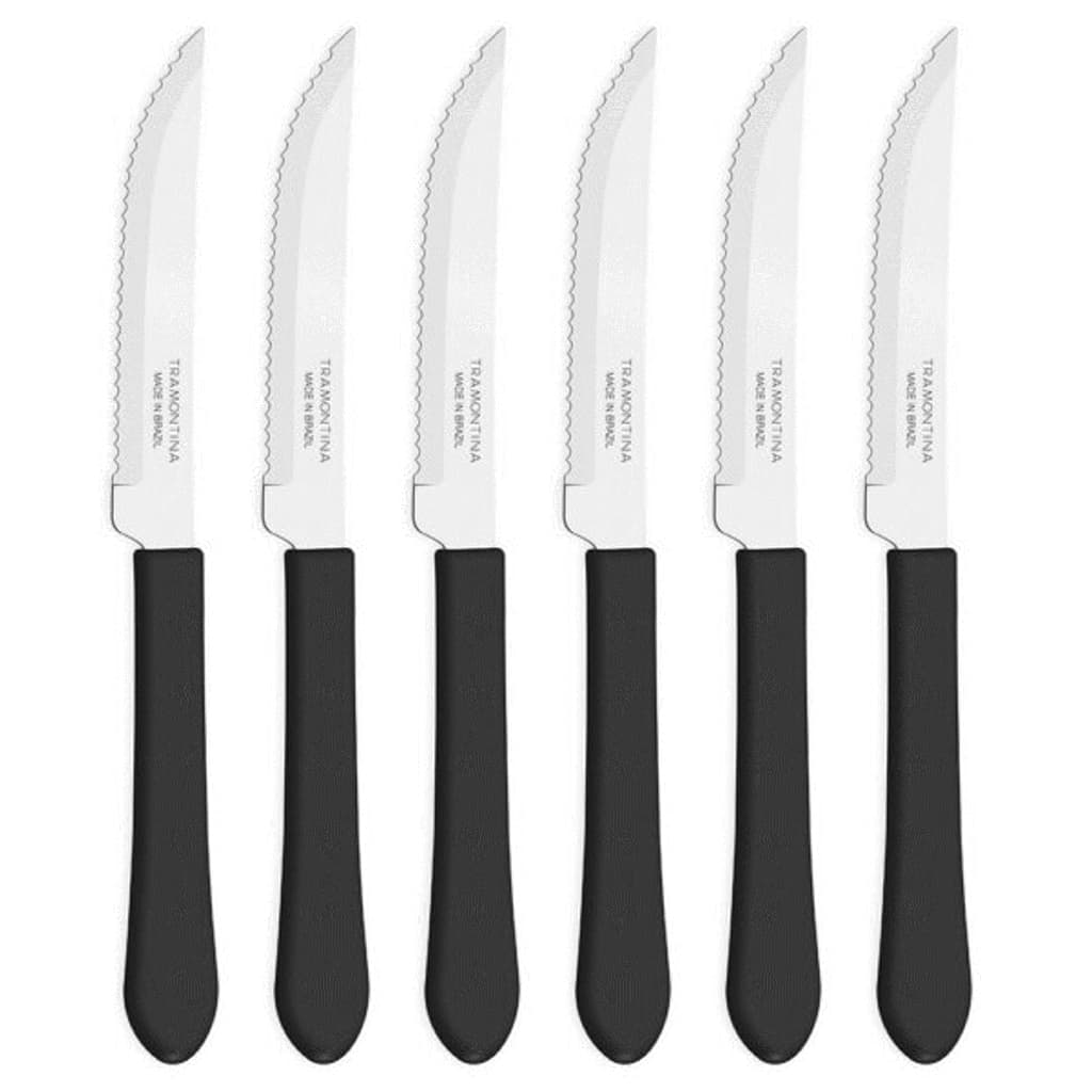 Faca Churrasco Tramontina Leme Inox Cabo Preto 4" (6 Unidades)