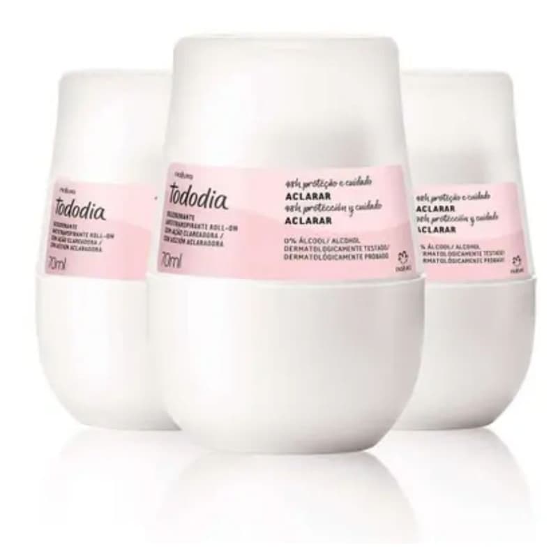 Kit com 03 Desodorantes Antitranspirante Roll On Aclarar 70 ml