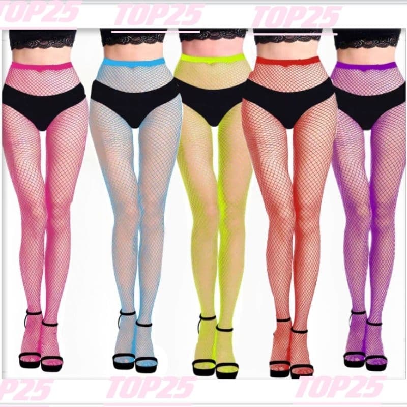 Meias arrastão vibrantes meias arrastão sexy adulto colorido multicolorido