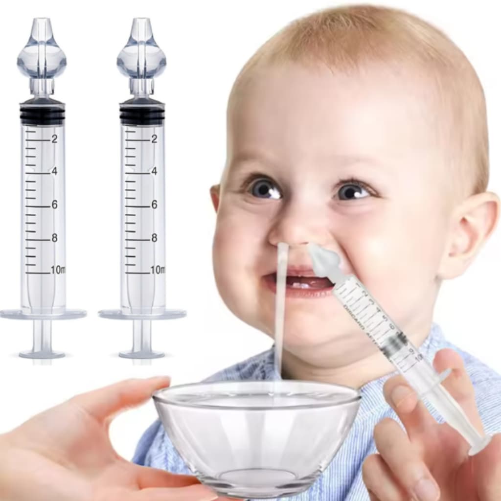 Kit 02 Seringas Para Limpeza e Lavagem Nasal Infantil e Adulto Com Bico de Silicone Macio 10 ML