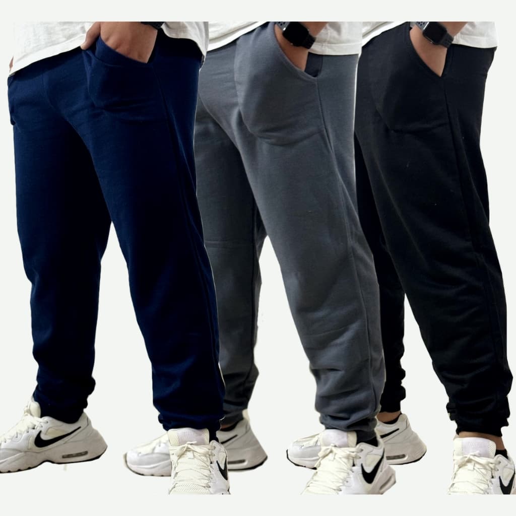 Kit 3 Calça Moletom Masculina Com Punho E Elastico Peluciada