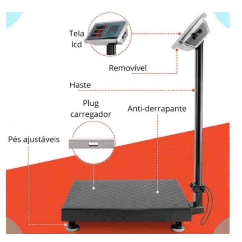 Balança Plataforma digital 30x40 Academia Ferro Velho 200kg