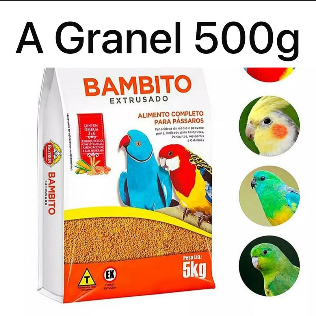 Bambito Extrusado 500g A granel Ração Para Pássaros Biotron - ENVIO IMEDIATO
