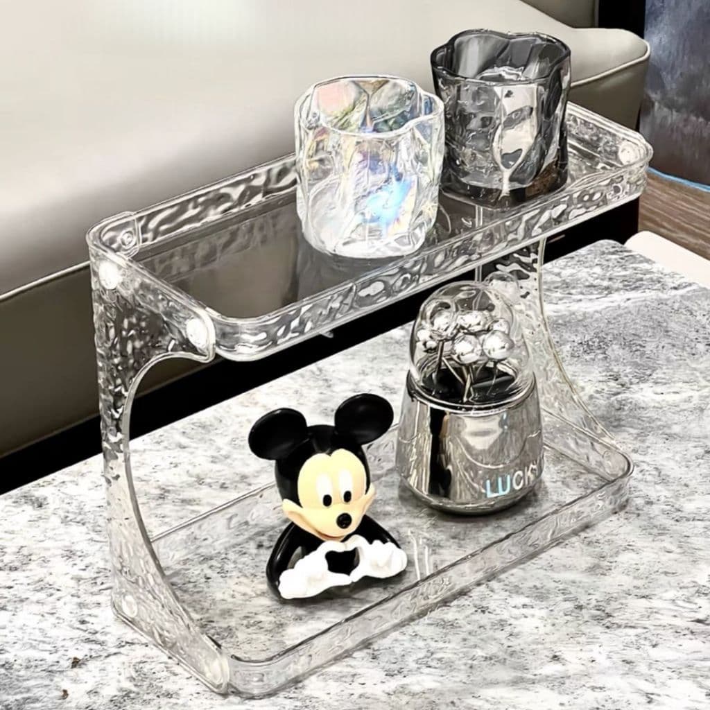 Prateleira 2 Andares Organizador Diamante De Banheiro Mesa  Acrílico Porta Maquiagem Beleza Linhas