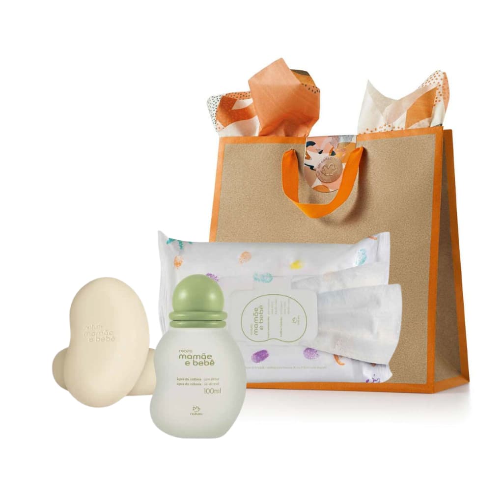 Kit Mamae Bebe Natura Água De Colônia Sem Alcoo + Lenço Umidecido + 2 Sabonetes