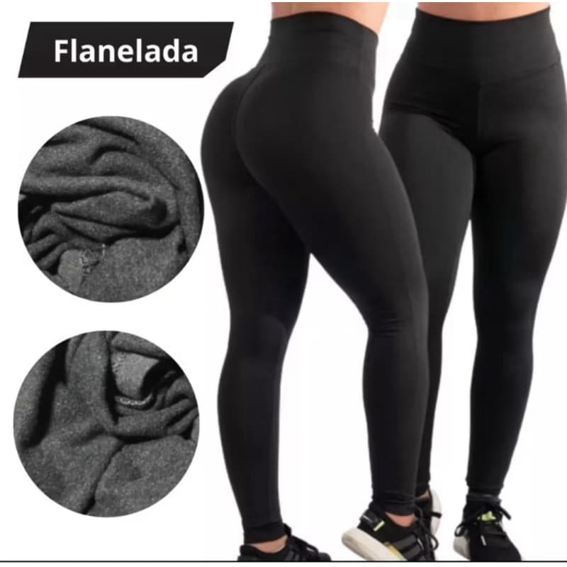 Kit 2 Calça Termica Flanelada Legging Academia Suplex Grossa Modeladora Leg Cintura Alta Peluciada