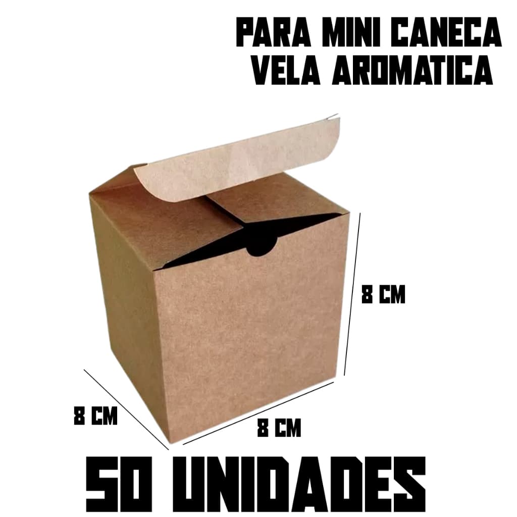 50-25-10 Caixa Caixinhas Embalagem Mini Caneca/Xícara Porcelana/Cerâmica e Vela Aromática 8cm x 8cm x 8cm Kraft / Branco