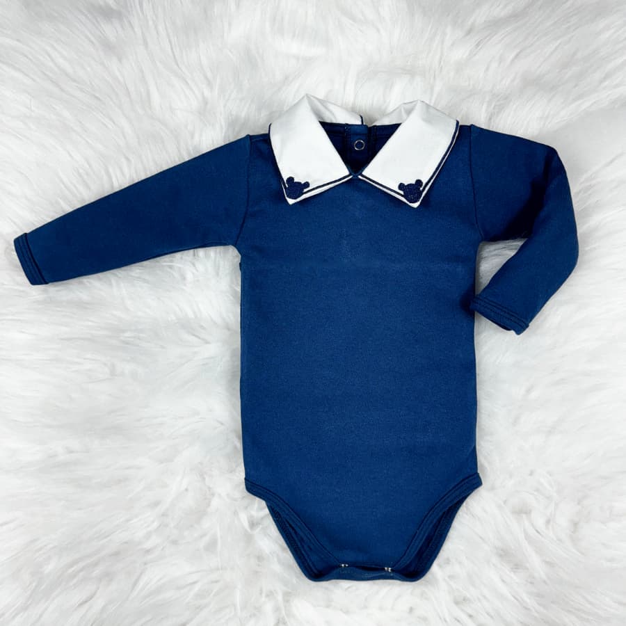 Body Bebe Menino Recem Nascido Gola Bordada