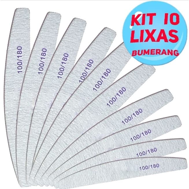 Kit 10 Lixas  Bumerangue Meia Lua Unha Porcelana Lavável