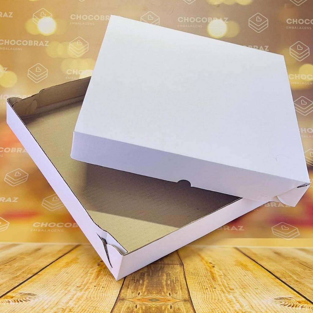 10 CAIXAS PARA 100 SALGADOS/DOCES 37x37x6 Cm BRANCA REFORÇADA S/VISOR