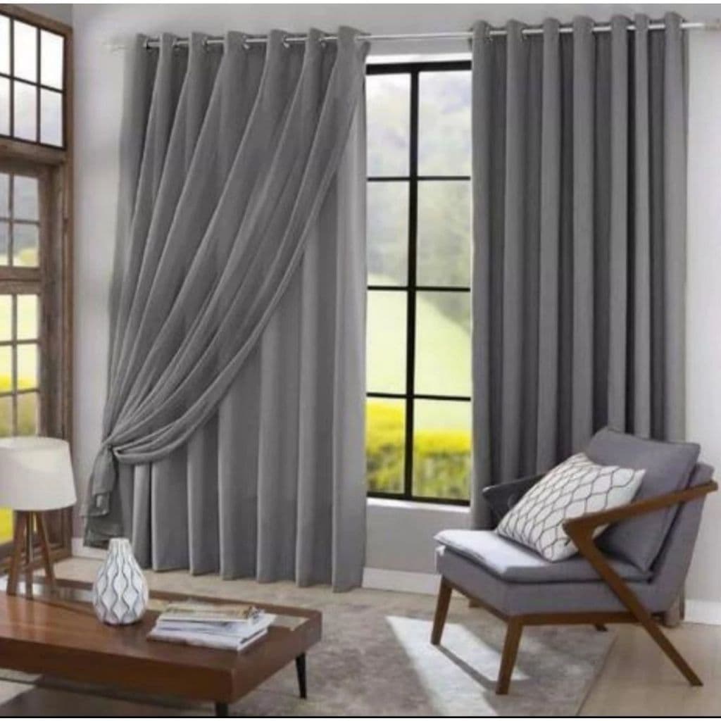 CORTINA 6,00 × 2,70 COM FORRO DE MICROFIBRA C/ Voil Xadrez Ou Liso