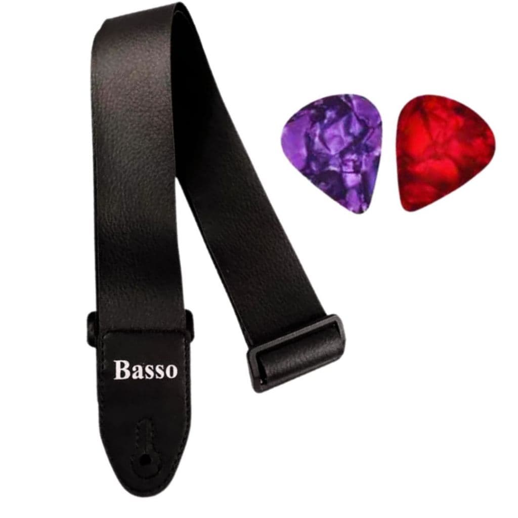 Correia Talabarte Violão Baixo Guitarra Viola Basso Ny01e 2 Palhetas