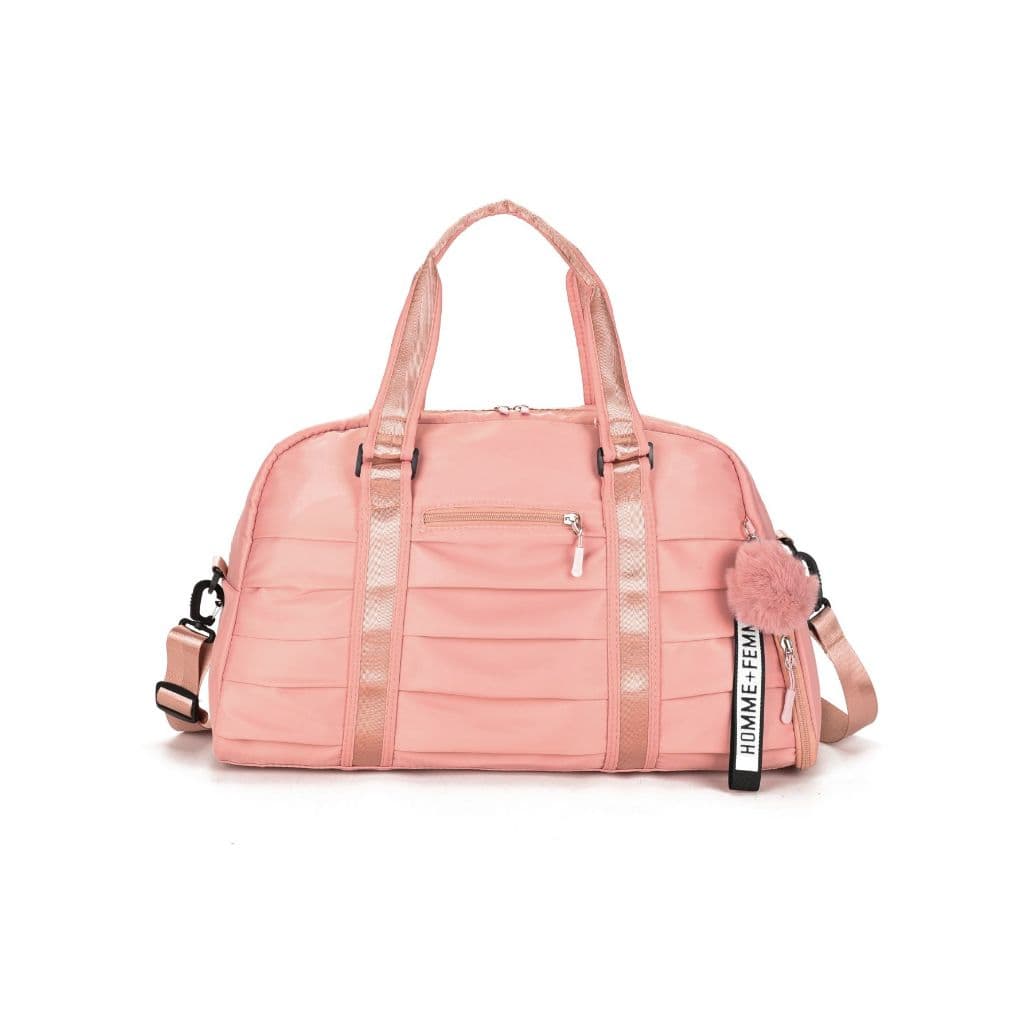 bolsa mala academia e viagem feminina com alça transversal  Impermeavel Chaveiro Pompom
