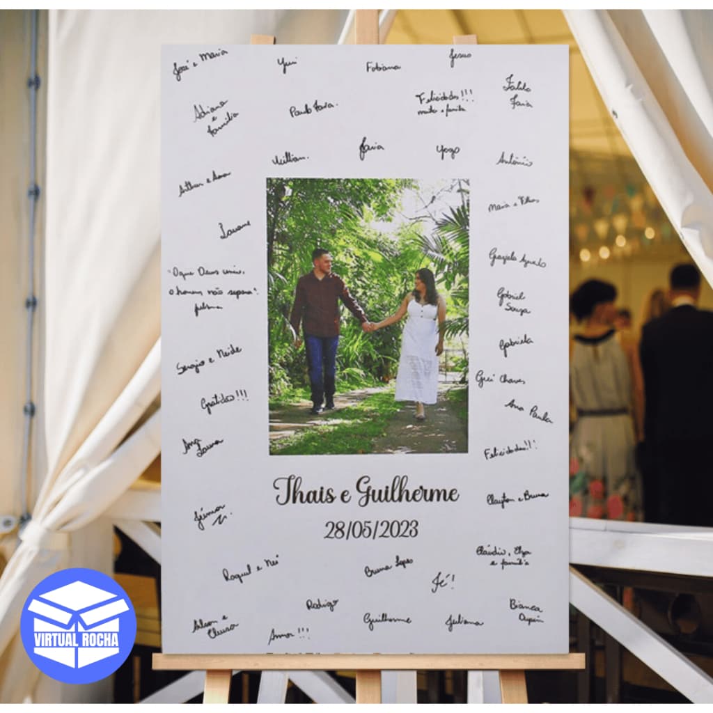 Quadro Decorativo Recepção de Casamento Assinaturas Foto do Casal