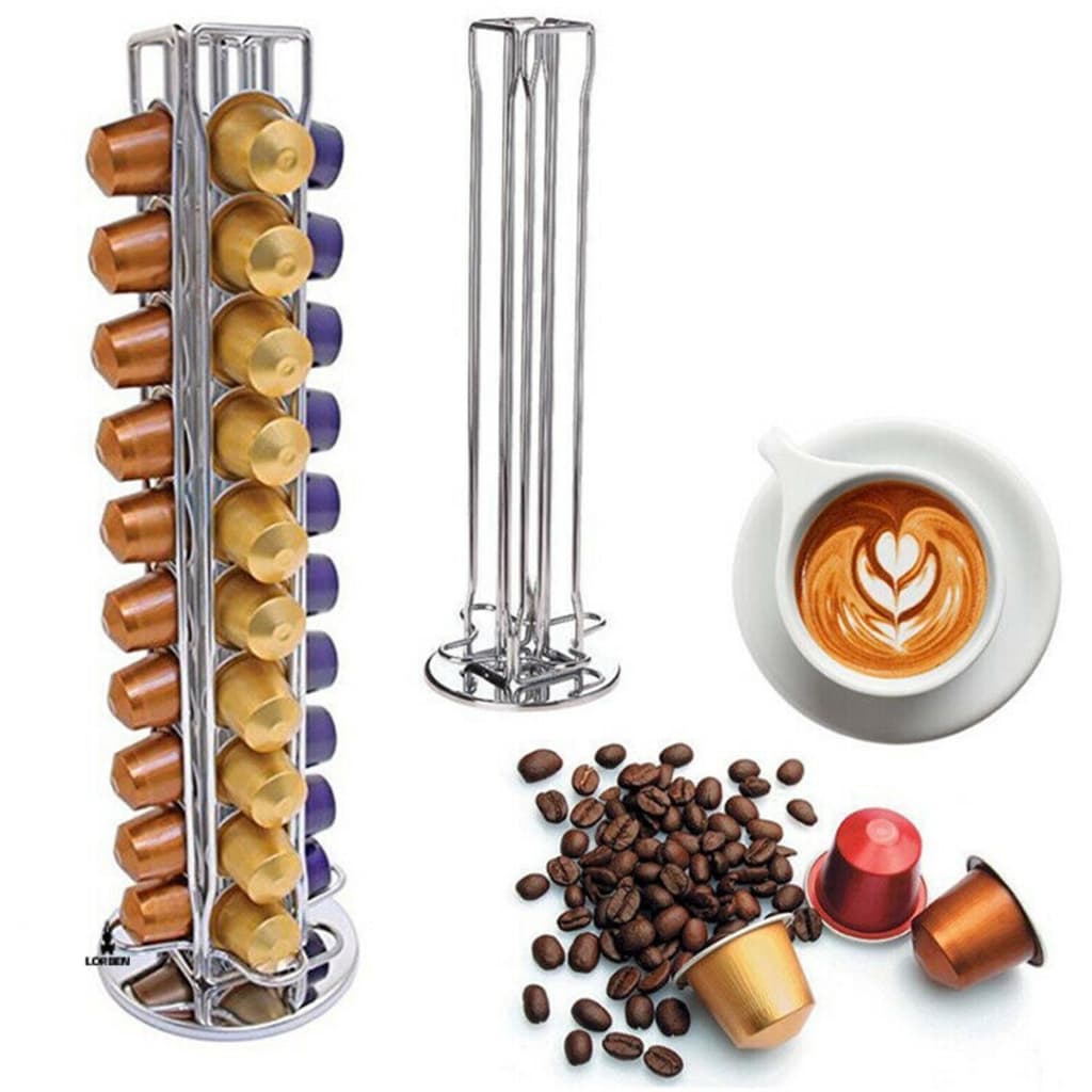 Porta Cápsula Café Nespresso Suporte em Metal Cromado para 40 Cápsulas Lorben
