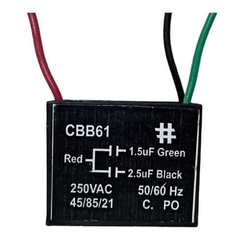 Capacitor Quadrado 1,5uf+2,5uf 250v 3 Fios Ventilador Cbb61