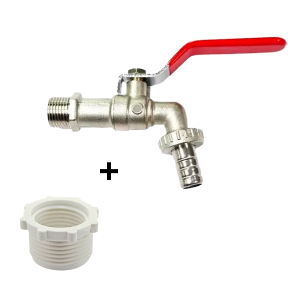 Torneira Esfera Jardim Quintal Tanque 1/2 x 3/4 Metalica 1/4 volta.