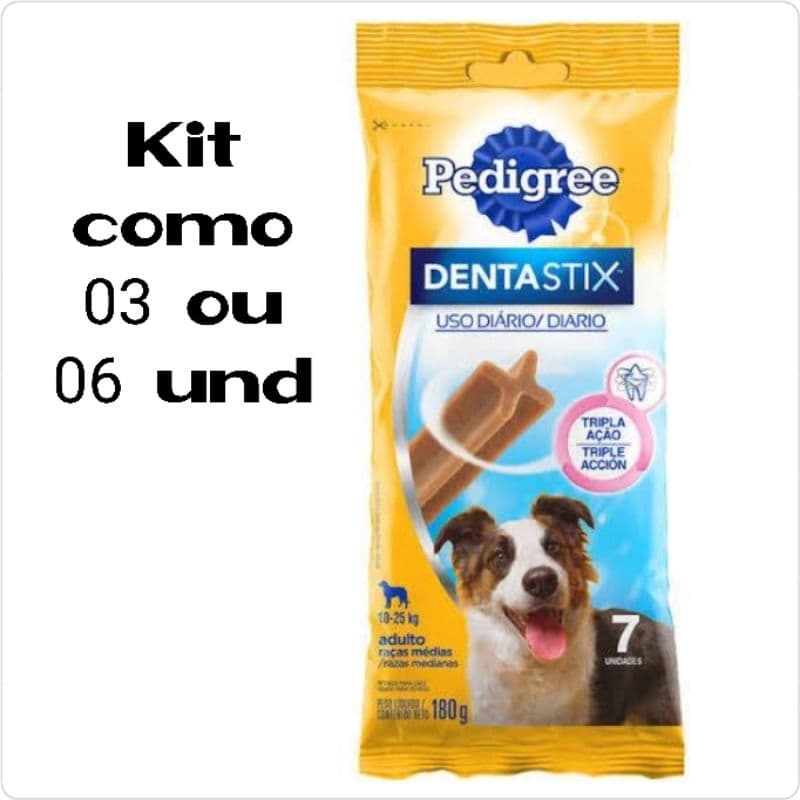 DENTASTIX 180g petisco PEDIGREE sabor carne Racas Media 03 ou 06 und