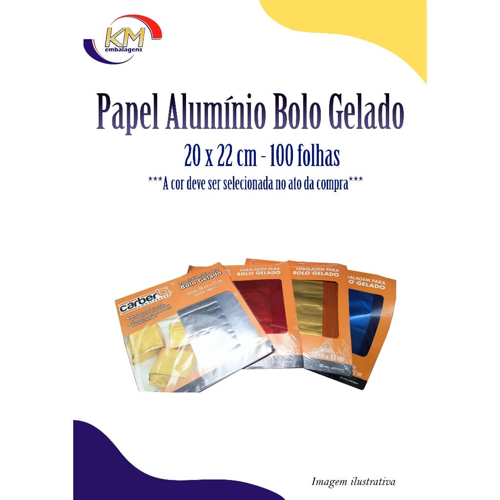 Papel Alumínio para Bolo Gelado 20 x 22cm c/100 unid. - Carber - doces, bombons, casamentos, aniversários, festas