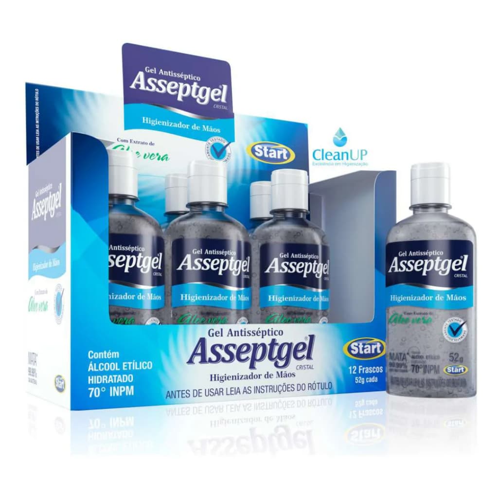 Alcool em Gel Antisséptico 52gr para Mãos Bolsa e Bolso Praticidade Higiene 12 Frascos Atacado