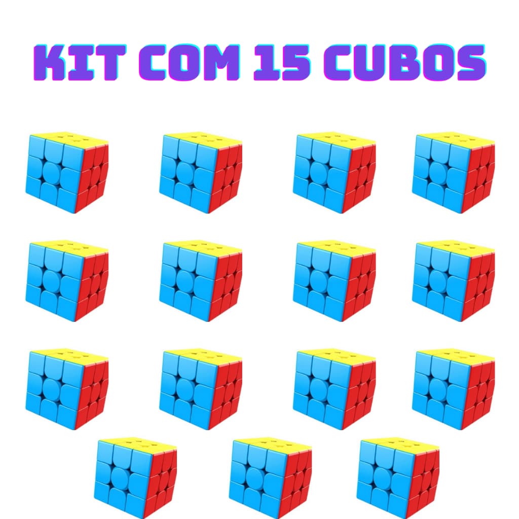 Kit com 15 unidades Cubo Mágico Profissional 3x3x3 Speed Moyu Meilong Stickerless Original