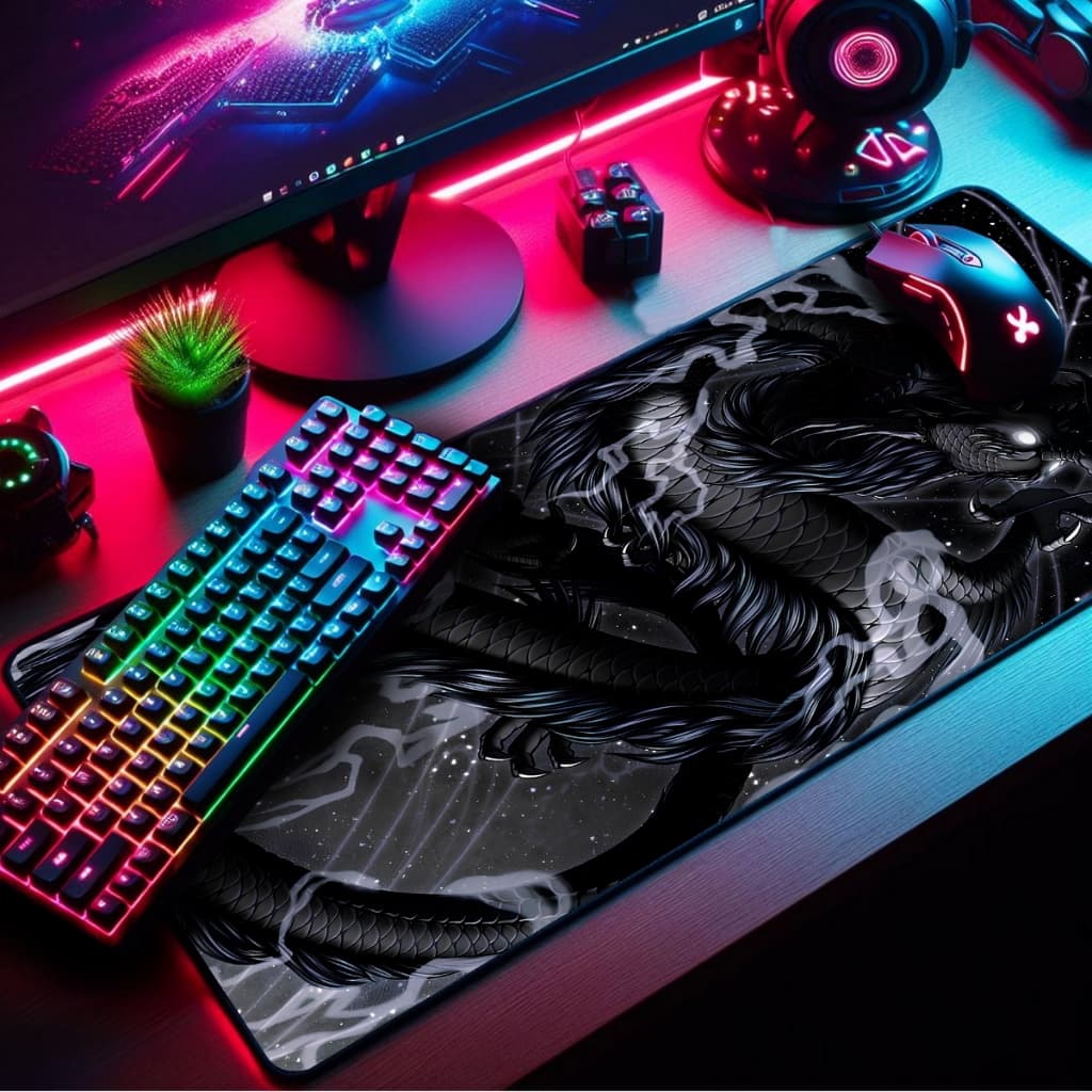 Mouse Pad Gamer Premium Extra Grande 120x60cm Borda Costurada Estampas Dragoes
