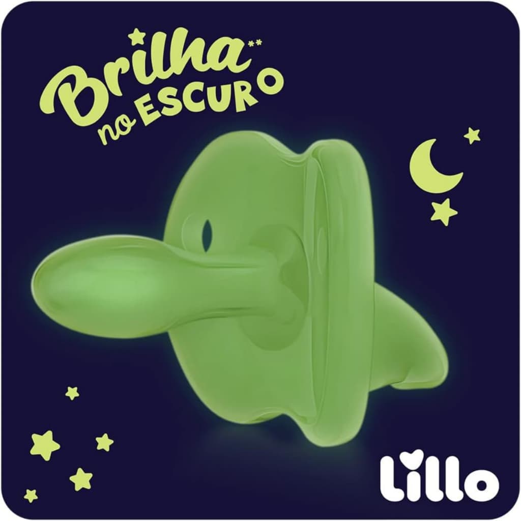 Chupeta Soft Calming Bico Simétrico 100%  Silicone Brilha no Escuro Neutra Lillo 0-6/+6 Meses