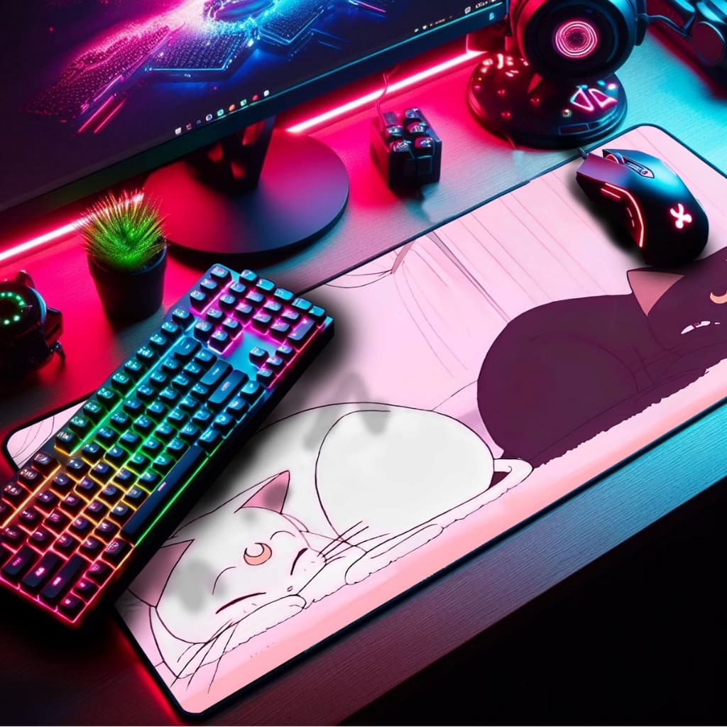 Mouse Pad Gamer Premium 65x32cm Borda Costurada Diversas Estampas Gatinhos