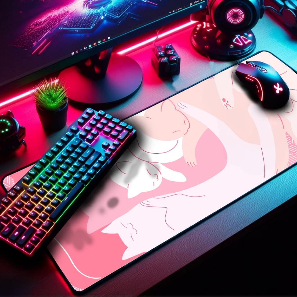 Mouse Pad Gamer Premium 70x35cm Borda Costurada Diversas Estampas Gatinhos