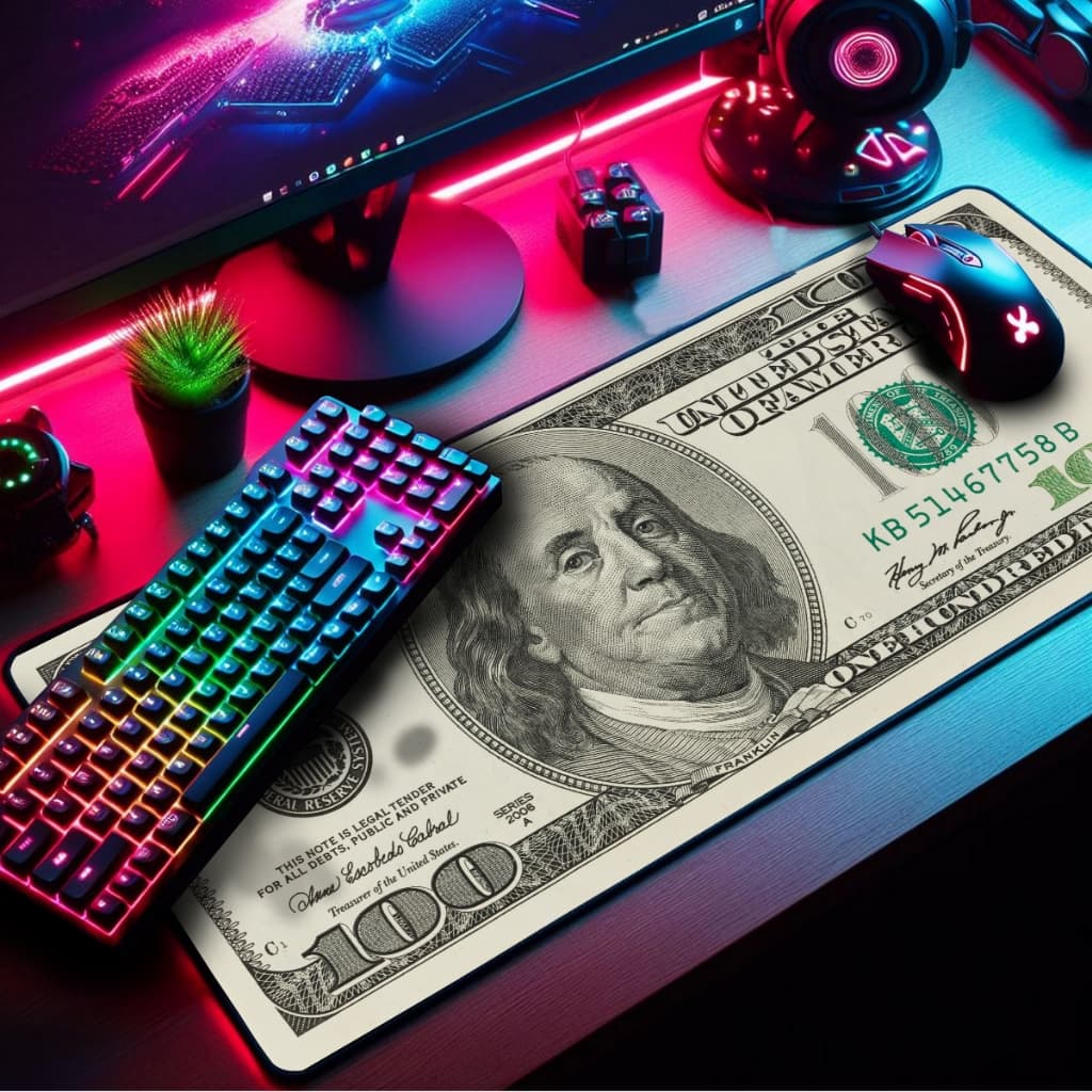 Mouse Pad Gamer Premium 70x35cm Borda Costurada Diversas Estampas Black Dollar